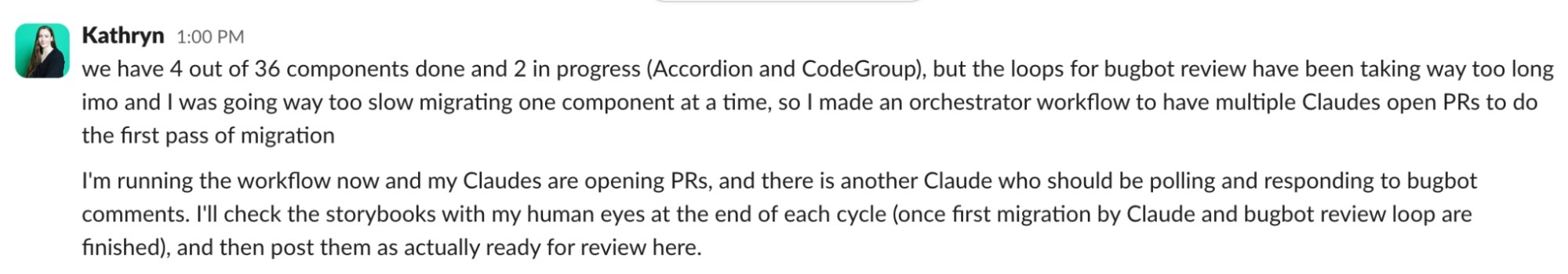 slack status report at 13:00