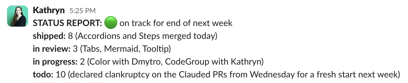 kathryn status report declaring clankruptcy